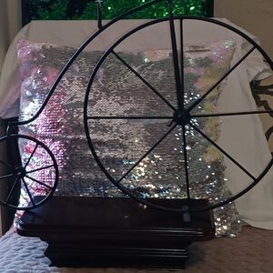 VINTAGE HIGH WHEEL BICYCLE METAL WALL HANGING SCULPTURE